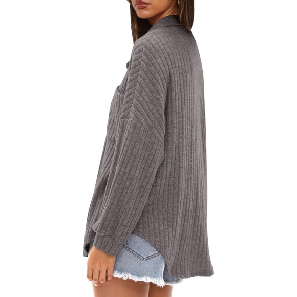 Gray Ribbed Women's Top - Picture 5 of 5